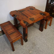 紫翼狮老船木小方桌实木桌椅组合多功能实木餐桌方形桌小户型餐桌
