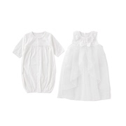女宝宝百日周岁2件套新生儿纯色网纱礼服裙女童套装