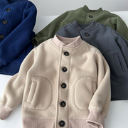 出口品质儿童羊羔绒厚外套，~男童保暖棉袄摇粒绒上衣校服内穿打底