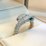 欧美s925银个性蛇形戒指女复古时尚，夸张开口指环嘻哈朋克食指戒潮