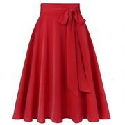 春夏薄款女半身裙红色雪纺大摆a字半身裙，显瘦高腰伞裙有口袋垂感
