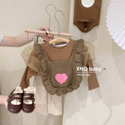 韩国童装女童秋季爱心针织，马甲上衣洋气儿童，时髦洋气宝宝毛衣背心