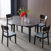 岩板电磁炉伸f缩餐桌椅组合现代轻奢折叠圆桌餐桌家用小户型饭桌