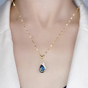 高级感蓝色孔雀水晶项链女2022潮气质时尚网红短款锁骨链颈链