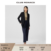 垂感醋酸clubmonaco女装黑色双排，扣宽松气质，风通勤西装外套