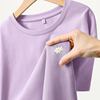 艾格紫色纯棉t恤女款2024春季气质宽松圆领短袖内搭上衣减龄