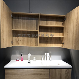 北欧高端定制浴室柜镜柜组合实木，镜箱洗脸盆卫生间，吊柜挂墙式墙柜