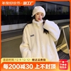 加绒加厚羊羔绒外套女2023冬季设计感学生韩版宽松卫衣ins风