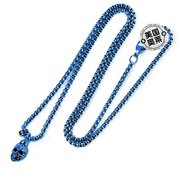 crucible坩埚洛杉矶蓝色，不锈钢12毫米骷髅，项链24英寸3毫米