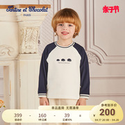tartineetchocolat法国巧克力童装2024春季男童时尚印花长袖T恤衫