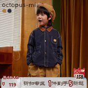 octopusmi日系童装儿童外套秋冬款女童加厚夹克男童复古衣服上衣