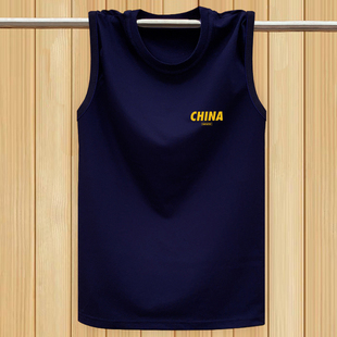 中国风夏季薄款无袖t恤男纯棉加大码背心宽松运动学生篮球汗衫潮