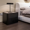 意式极简方形床头柜实木烤漆储物柜现代简约卧室轻奢样板房床头柜