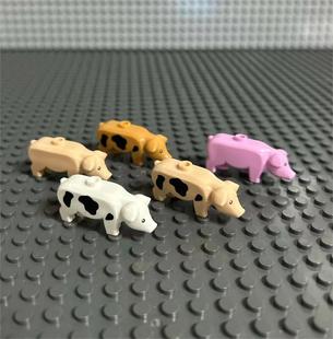 小颗粒积木MOC兼容乐高87621玩具配件 动物 宠物猪 花猪 农场小猪
