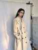 UNSERE 23秋季原创韩系中长款米白色风衣大衣垂感休闲外套女