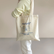 韩版ins帆布包简约百搭学生清新女单肩大容量字母文艺手提书包袋