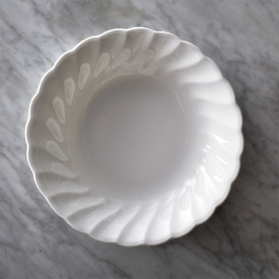 妙HOME白色螺纹浮雕陶瓷深盘简约ins骨瓷餐具水果盘子意面盘汤盘