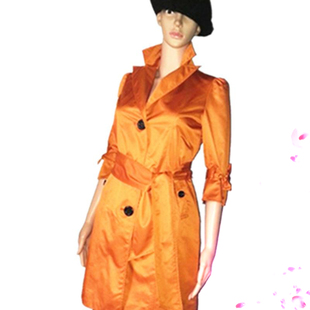 风衣女外套春秋韩版中长款时尚修身显瘦小个子，洋气质中袖纯色