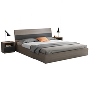 床现代简约1.8米板式床榻榻米，实双人木床1.5主卧经济型高箱储