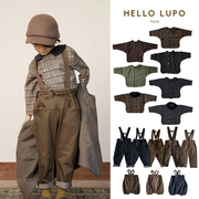 5ZLittle家 意大利Hello lupo FW22秋冬中性儿童翻领衬衣背带裤