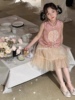 艾米2024夏季女童套装国风，粉色背心连衣裙手工中式刺绣连衣裙