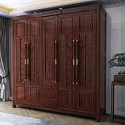新中式乌金木衣柜全实木衣橱卧室高档收纳储物柜子大容量环保家具