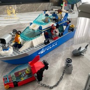 城市系列60277警用巡逻艇，轮船拼装积木，警察船男孩子玩具六一