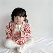 女童毛衣套装韩国宝宝针织开衫，外套背带包屁哈衣爬服婴儿秋装衣服