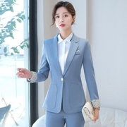 女士长袖职业小西装2023韩版西服正式西裤套装面试销售工作服