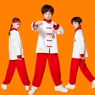 儿童武术表演服中国风男女童中小学生运动会啦啦队舞龙打鼓演出服