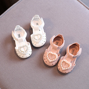 夏季女宝宝凉鞋0-1岁3软底防滑婴儿公主鞋坡跟皮鞋6-12个月学步鞋
