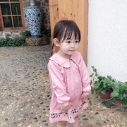 幼儿娃娃裙衫秋季童裙纯棉粉色并色格子女童长袖连衣裙宝宝公主裙