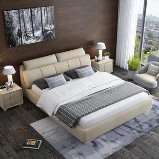 北欧布艺床可拆洗双人床现代简约小户型网红床科技布床主卧软包床