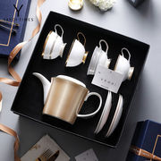 弥生时代「蓝调都市」骨瓷咖啡杯礼盒欧式茶具英式下午茶套装金壶