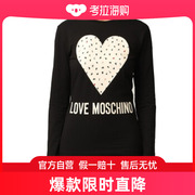 香港直邮Moschino莫斯奇诺女士长袖黑色卡通心形舒适干净T恤