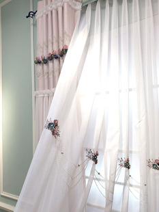 卡汀美式轻奢风粉色裙摆遮光窗帘定制公主卧室北欧韩式浪漫