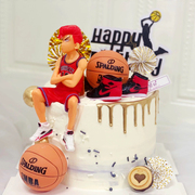 篮球生日蛋糕装饰摆件男孩，球衣球鞋蓝框运动鞋，足球插件甜品台配件