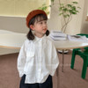 2024韩版春季儿童衬衣女童休闲纯色衬衫男童洋气百搭长袖上衣