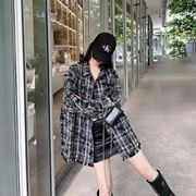 复古黑色扎染格子衬衫女春秋2025新款潮牌长袖上衣宽松情侣装衬衣