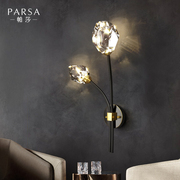帕莎全铜水晶壁灯轻奢创意卧室，床头现代楼梯2024客厅墙壁灯具