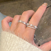 银色猫眼石戒指女小众设计素圈戒指，女轻奢高级感尾戒时尚个性指环