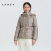 lancy朗姿冬季设计感白鹅绒羽绒服刺绣高级感连帽短款外套女