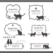 sc371猫咪剪影边框标题装饰图ps广告，海报设计矢量电子手账png素材