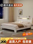 床实木白色简约现代1.5米双人床1.8出租房，用经济型1.2m单人床架