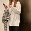 纯棉长袖T恤女士中长款春秋衣外穿打底衫内搭上衣大码胖mm遮肚子