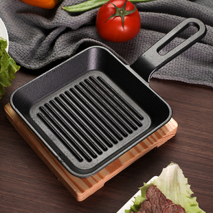 方形铸铁烤盘电磁炉家用不粘烤肉，盘韩式煎锅铁板烧商用餐厅牛排盘