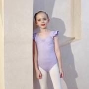 儿童舞蹈服夏季短袖紫色女童中国舞拉丁舞练功服少儿芭蕾舞裙女孩