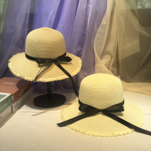 2024草编防嗮太阳帽韩国出游海边沙滩帽大沿帽可折叠遮阳帽子