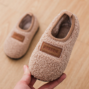 巴布豆宝宝家居棉鞋儿童棉拖鞋，1-3岁2室内男女童婴儿幼儿包跟秋冬