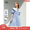 mc2连衣裙学生森系女蕾丝大翻领，娃娃裙显瘦蓝色，小个子夏装裙子